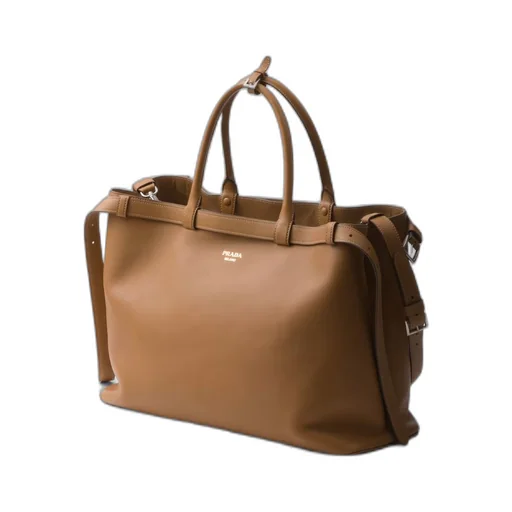 Prada Buckle leather handbag with double belt