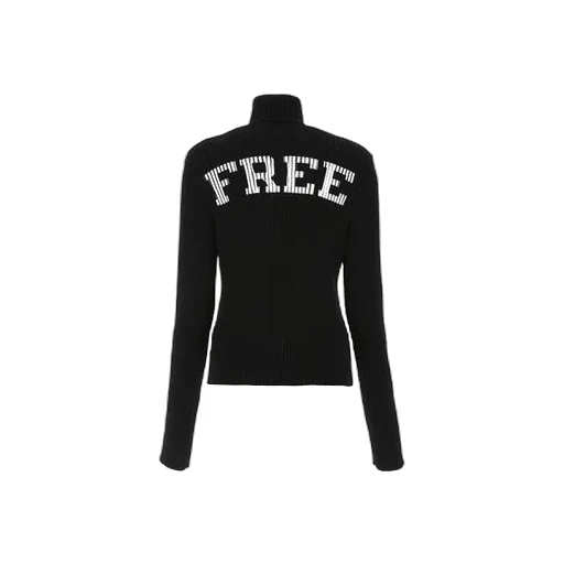 Ribbed Printed FREE Turtleneck Sweater