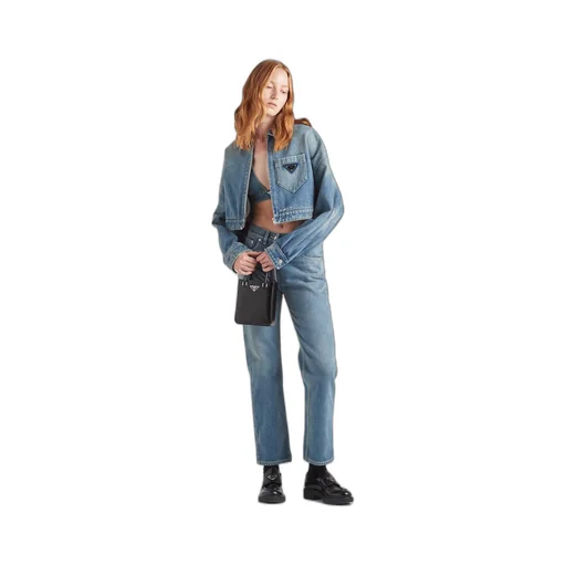 Cropped organic denim jacket