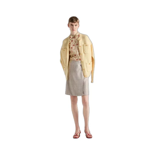 Printed silk twill skirt