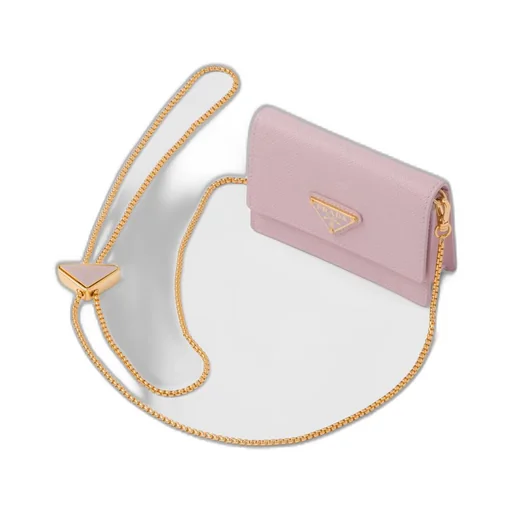 Saffiano leather card holder with shoulder strap