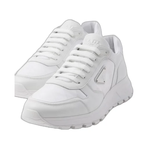 Leather and Re-Nylon high-top sneakers