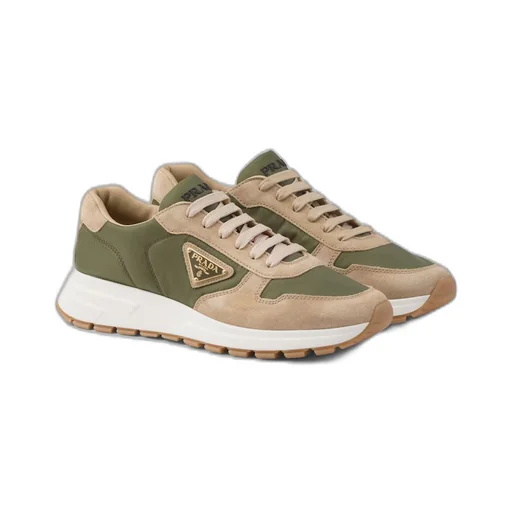 PRAX 01 delavé suede and Re-Nylon sneakers