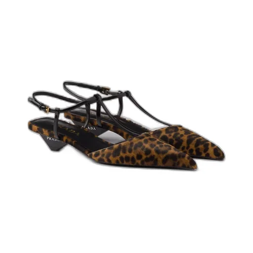 Printed leather slingback pumps