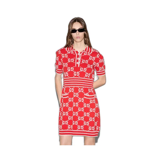 GG cotton jacquard polo dress