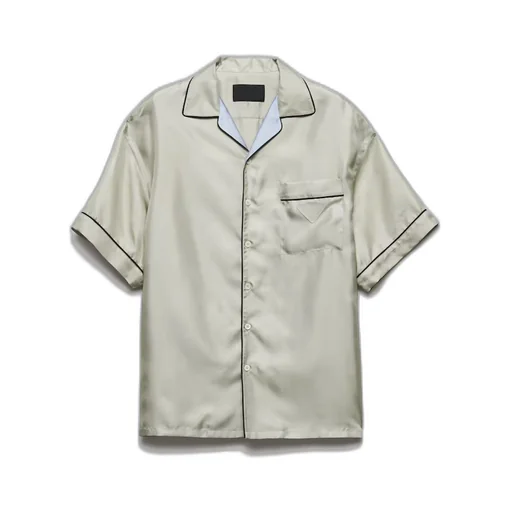 Short-sleeved silk twill shirt