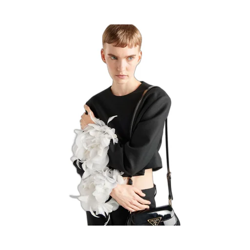 Single-breasted wool jacket with feathers