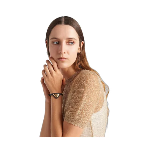 Saffiano leather and metal bracelet