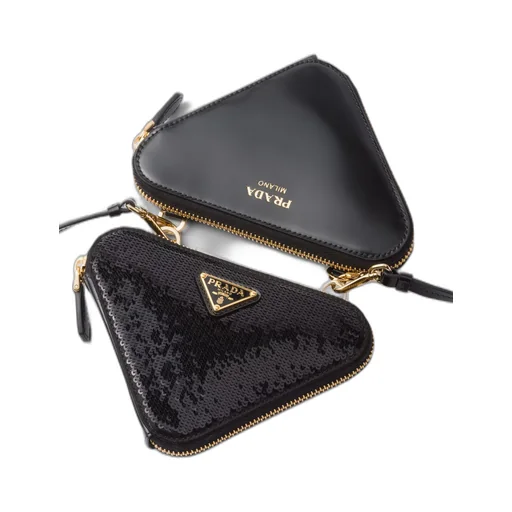 Triangular sequined mini pouch