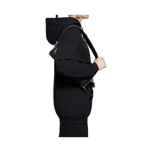 Alphabet Printing Long Sleeves Hoodie Black