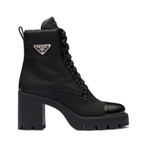 Re-Nylon and leather booties