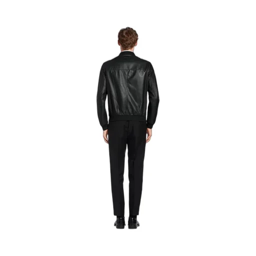 Reversible nappa leather and Re-Nylon bomber jacket