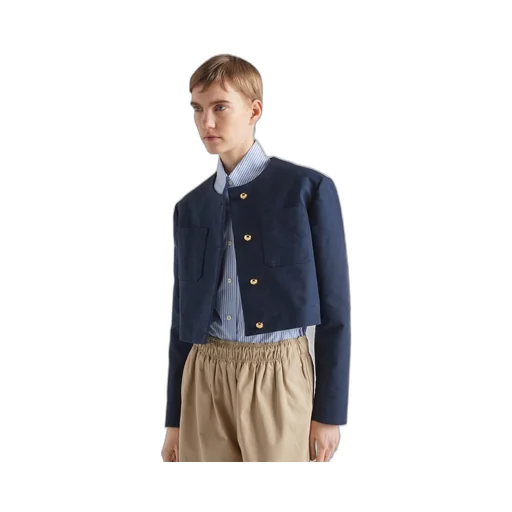 Embroidered striped technical cotton shirt