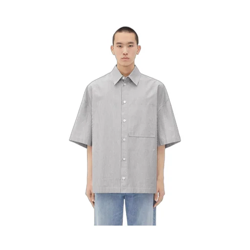 Striped Cotton Overshirt With "BV" Embroidery