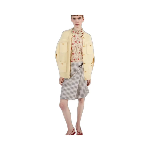 Printed silk twill skirt