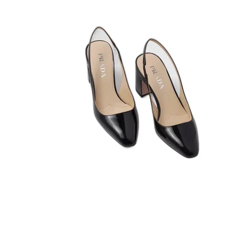 Patent-leather slingback pumps