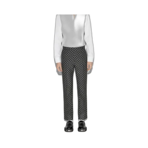 GG wool pants with optical effect