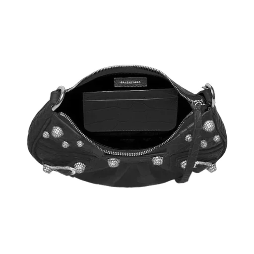 Le Cagole Mini Bag With Chain Crocodile Embossed With Rhinestones