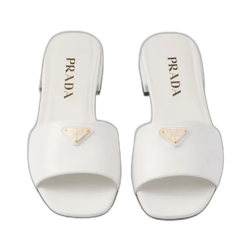 Saffiano patent leather slides