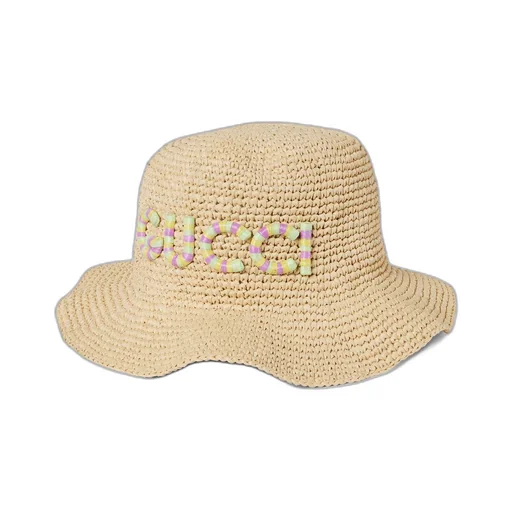 Straw hat with Gucci patch