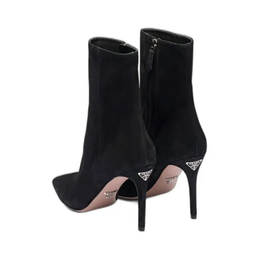 High-heeled suede booties
