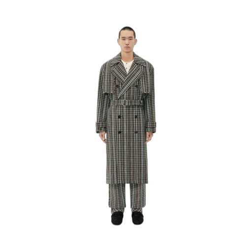 Cotton Check Trench Coat