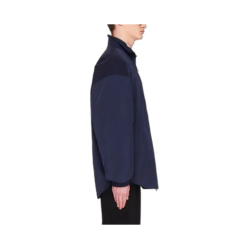 Logo Zipper Stand Collar Jacket Blue