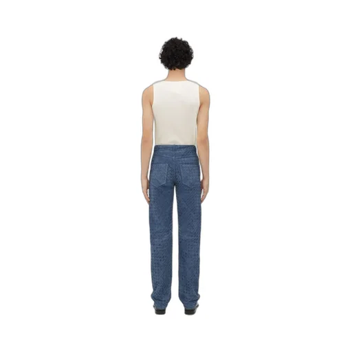 Suede Intrecciato Leather Trousers