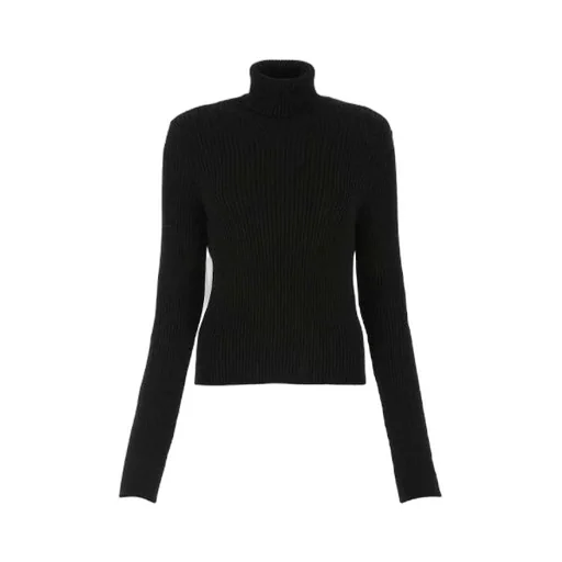 Ribbed Printed FREE Turtleneck Sweater