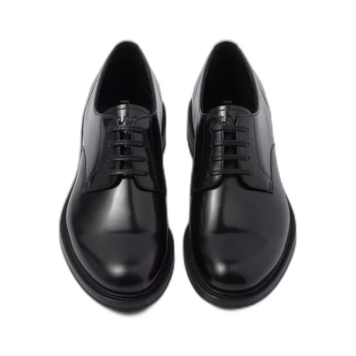 Brushed leather lace-up shoes