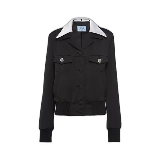 Single-breasted wool and satin jacket