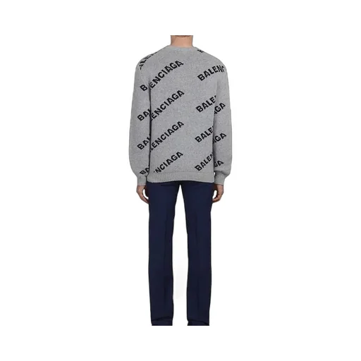 Wool Blend All Over Logo Crew Neck Sweatshirt