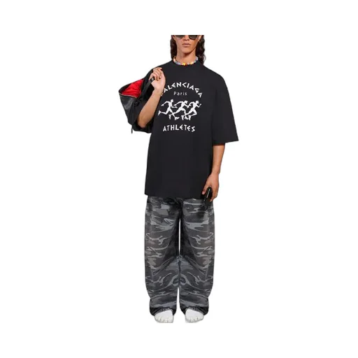 Running Pattern Printing Logo Loose T-Shirt
