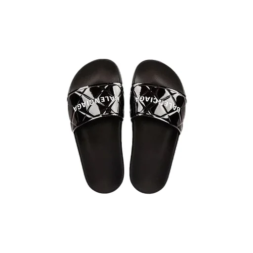 Quilted Logo Rubber Slides Sandals