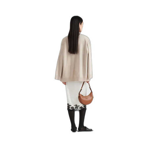 Satin crepe and lace midi-skirt