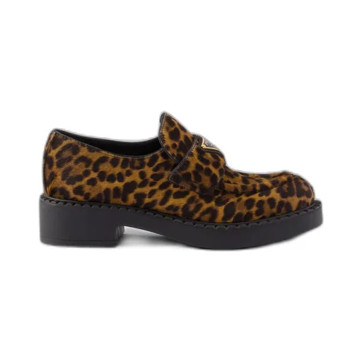 Chocolate printed leather loafers