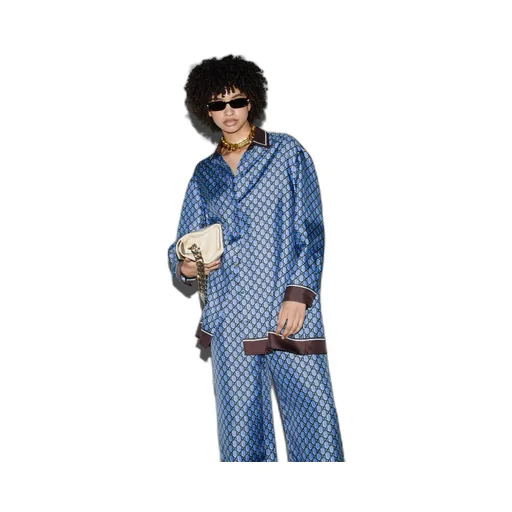 GG print silk shirt with optical effect