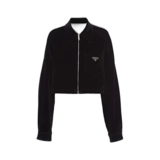 Velvet denim blouson jacket
