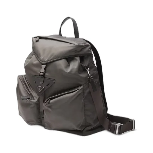 Re-Nylon and leather backpack