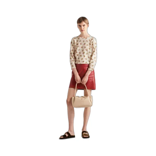 Craquelé leather miniskirt