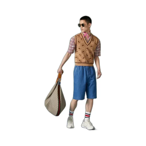 Denim shorts with G Gucci patch