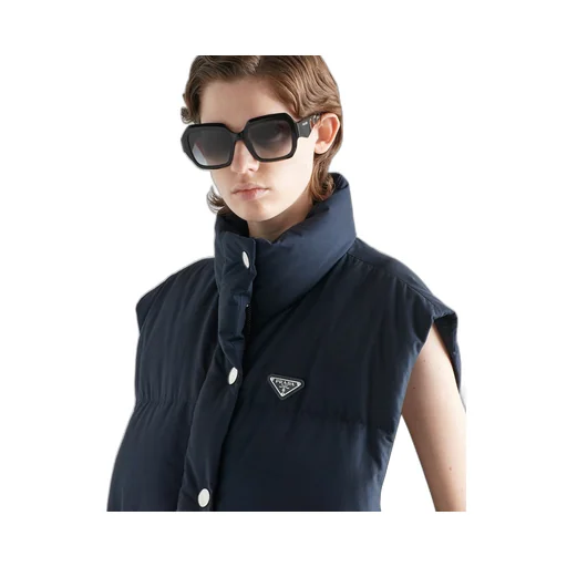 Long technical fabric down vest