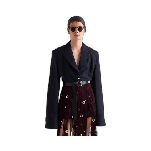 Single-breasted pinstripe wool jacket