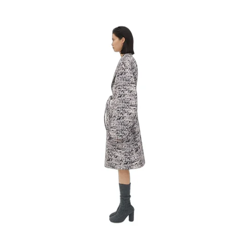 Printed Leather Chevron Coat