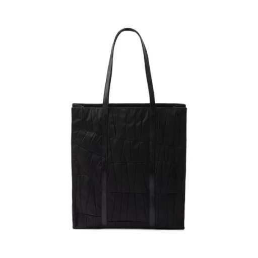 Large Re-Nylon patchwork tote bag with embroidery