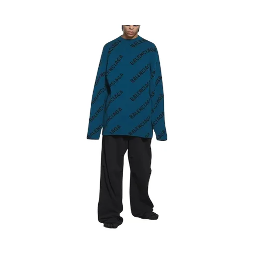 All Over Logo Crewneck Wool Knit Sweater