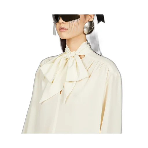 Crêpe satin shirt with neck tie