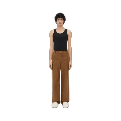 Vintage-Effect Leather Trousers