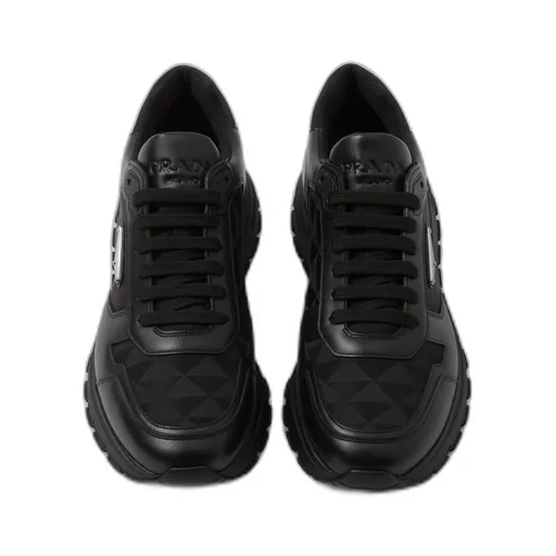 Leather and Re-Nylon high-top sneakers