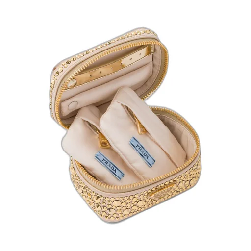 Satin jewelry beauty case with crystals